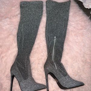 Beautiful silver thigh high boots